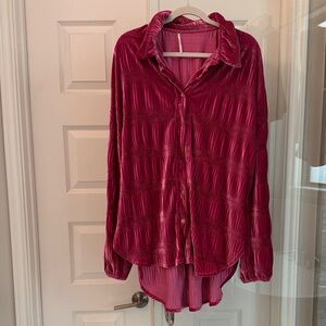 Free People Rich Pink Button Down Shirt